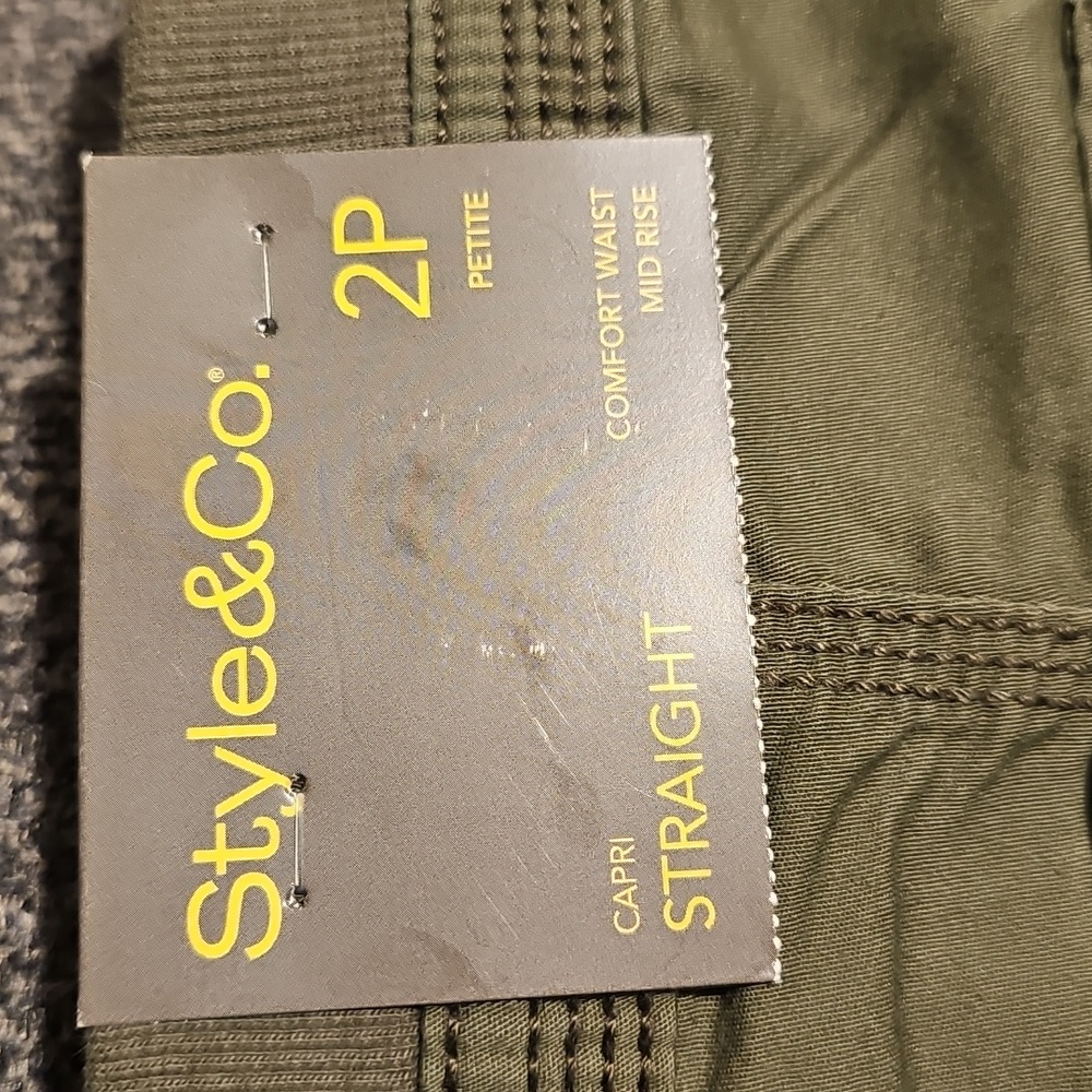 NWT Style & Co Green Women's Capris Pants Size 2 Petite - Picture 5 of 6